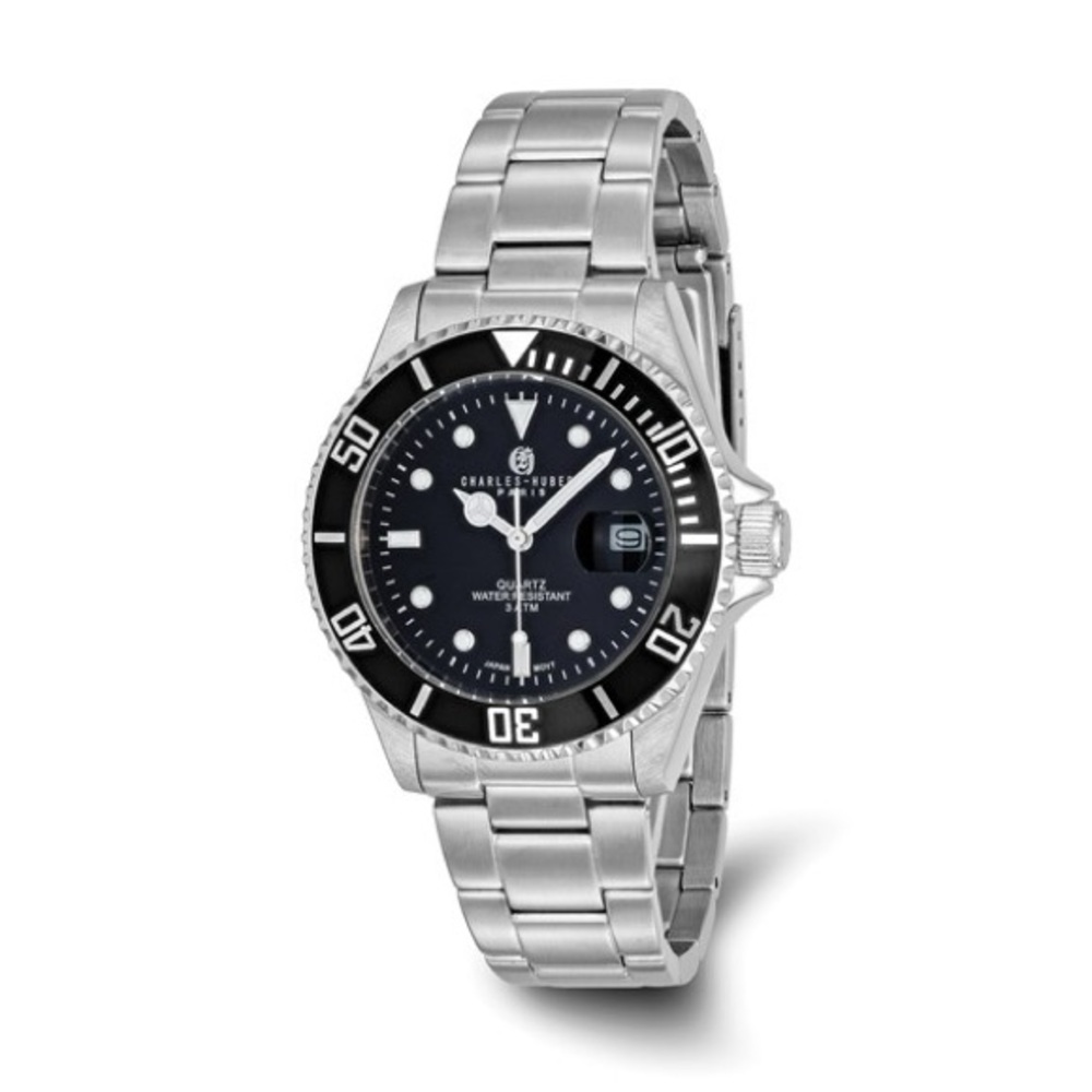 Men’s Charles Hubert Stainless Steel Black Dial Date Watch | Quartz | 40mm